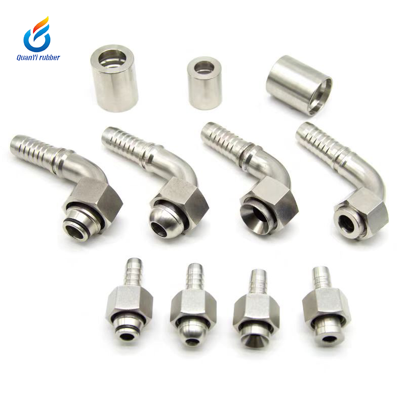 Hot Sale Durable Hydraulic Hose Crimp Type Metal Fitting 1/4"~2" Stainless Steel/Carbon Steel Pressure Resistant Pipe Connector
