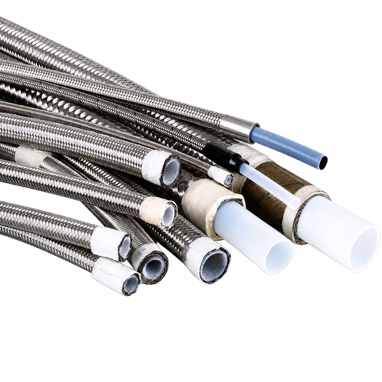 304 Stainless Steel Corrugated Braided Hose 1/2 to 3/4 Inch Flexible Metal Hose for Cooling Systems